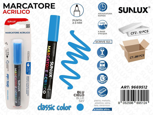 Sunlux Marcatore Acrilico Blu Cielo 2-3MM
