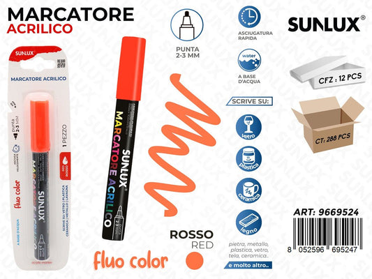MARCATORE ACRILICO ROSSO FLUO 2-3MM