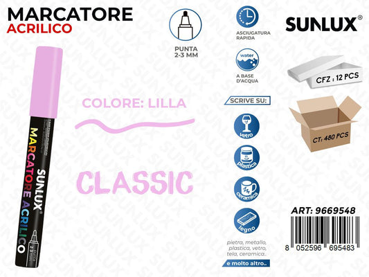 Sunlux Marcatore Acrilico Lilla 2-3MM