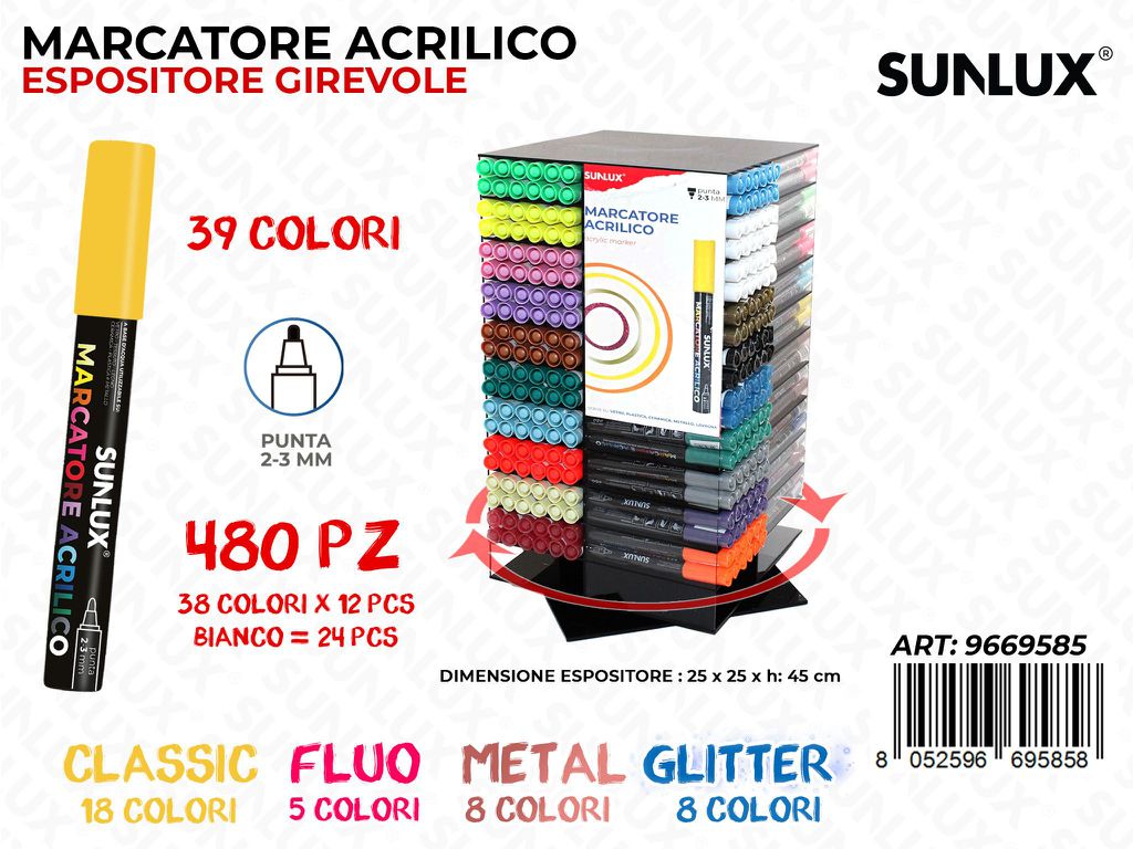 Esp. Girevole Marcatore Acrilico 39COL. Ass. 480PCS