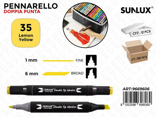 Sunlux Double Tip Marker N.35 Lemon Yellow