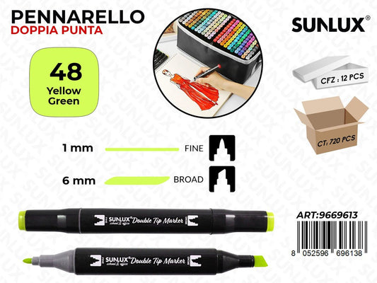 Sunlux Double Tip Marker N.48 Yellow Green