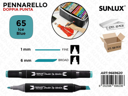 Sunlux Double Tip Marker N.65 Ice Blue