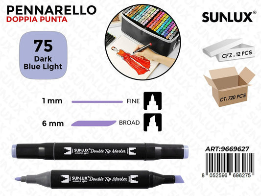Sunlux Double Tip Marker N.75 Dark Blue Light