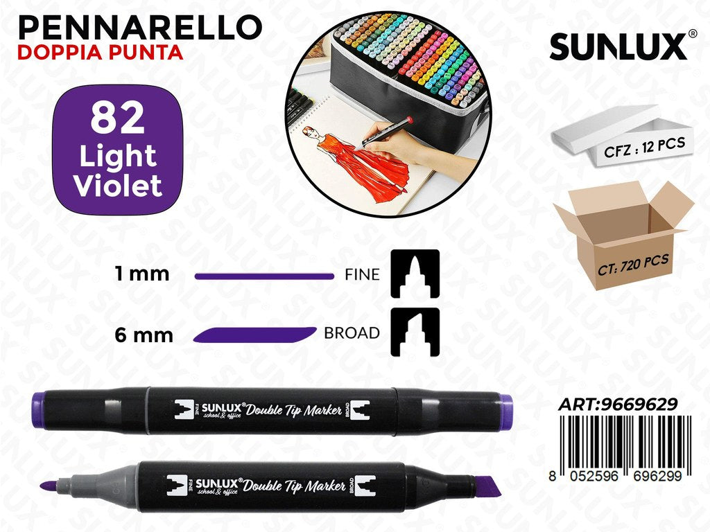 Sunlux Double Tip Marker N.82 Light Violet