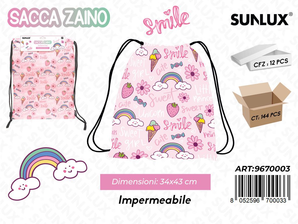 SACCA ZAINO SWEET UNICORN 43*34CM