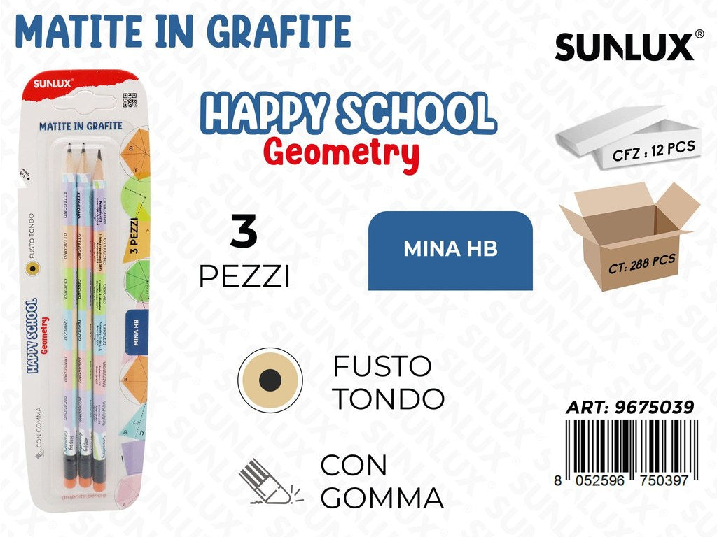 Esp. Matite Grafite Hb Geometry 3Pcs