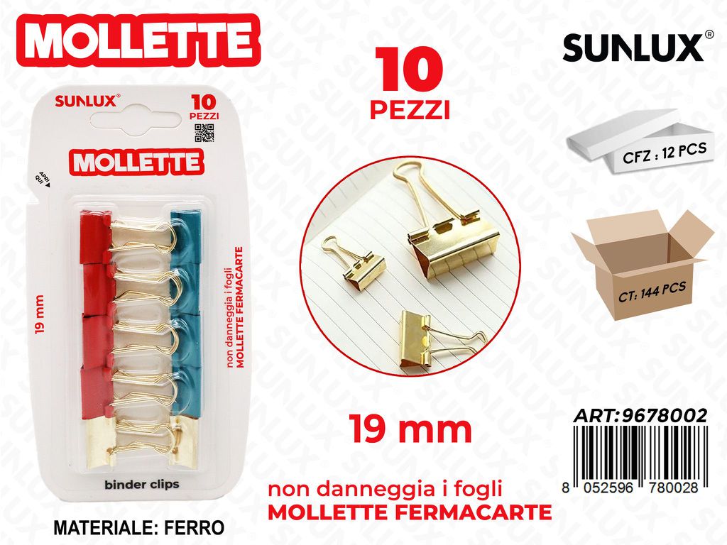 Sunlux Mollette in Ferro Natale 10PCS 19MM Ass.