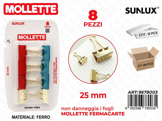 Sunlux Mollette in Ferro Natale 8PCS 25MM Ass.