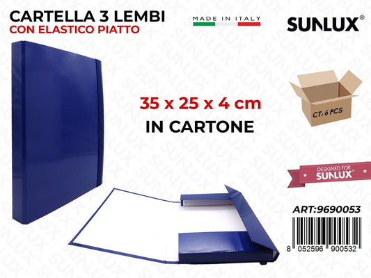 Cartella 3LEMBI D3 Elast. Piatto Blu 35*25*4CM