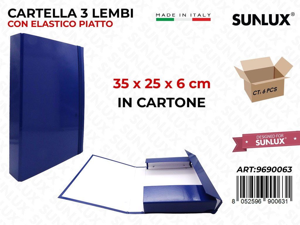 Cartella 3LEMBI D5 Elast. Piatto Blu 35*25*6CM