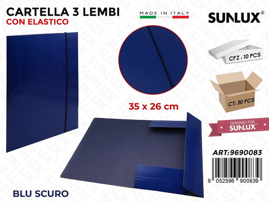 Cartella 3LEMBI Elast. Piatto Blu 35*26CM