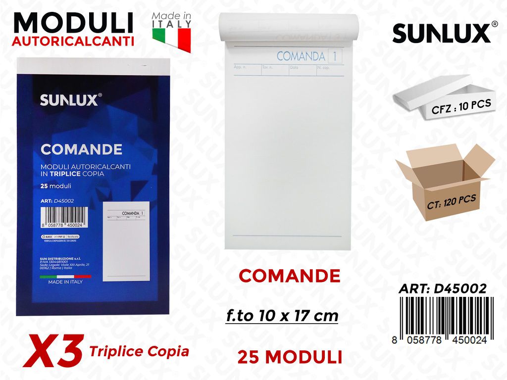 Blocco Comande 3COPIE 25 Mod. 16.8*10CM