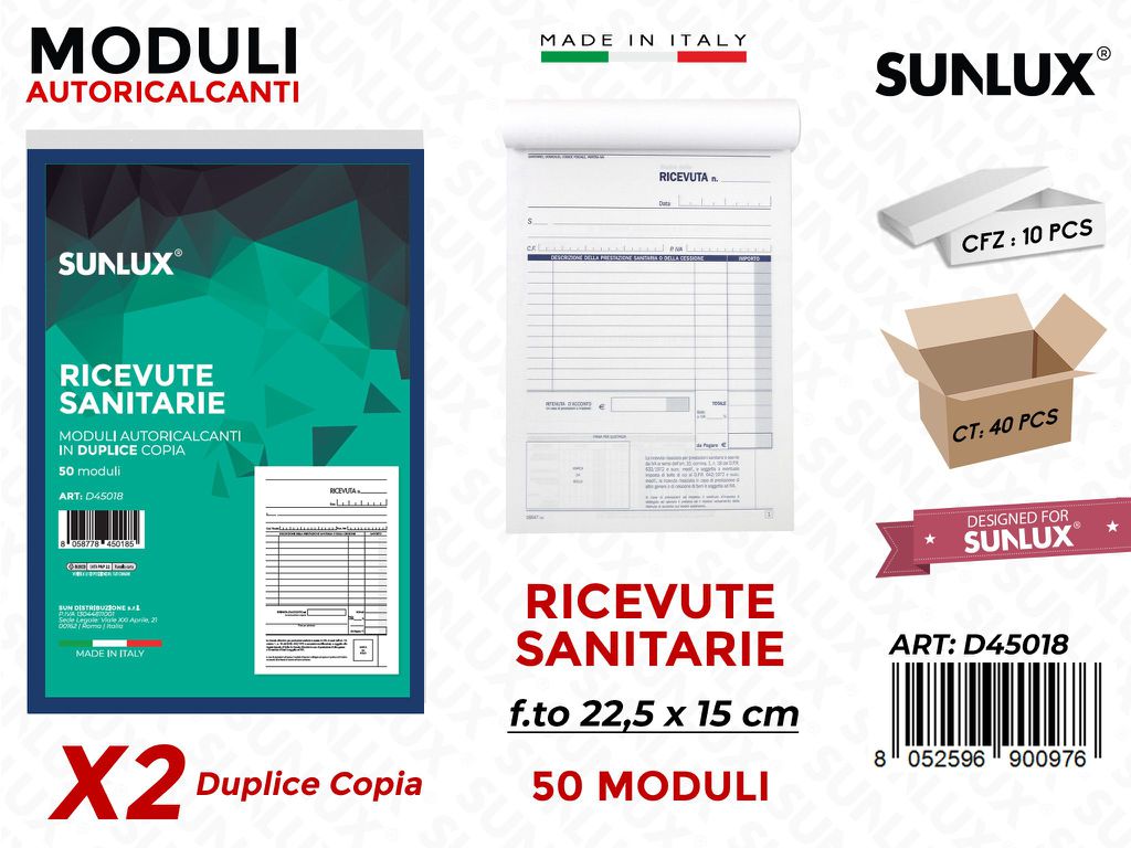 Blocco Ricevute Sanitarie 50X2C. 15X21,5