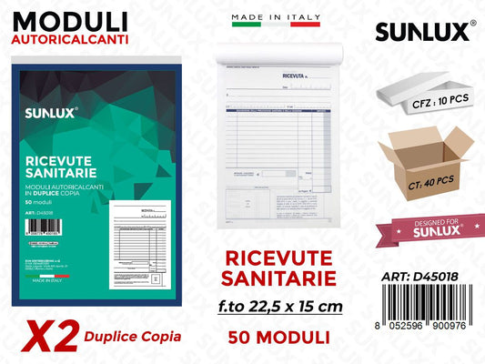 Blocco Ricevute Sanitarie 50X2C. 15X21,5