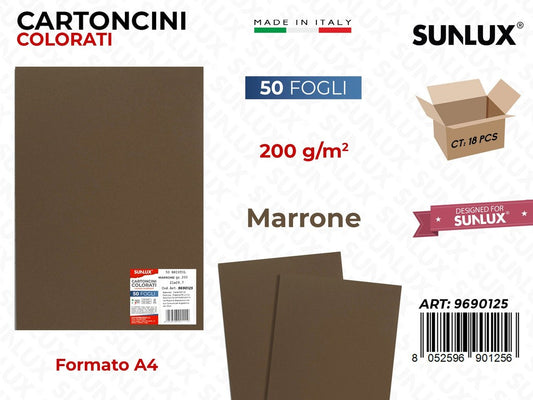 Cartoncino Marrone 200GR F.to A4 50FF