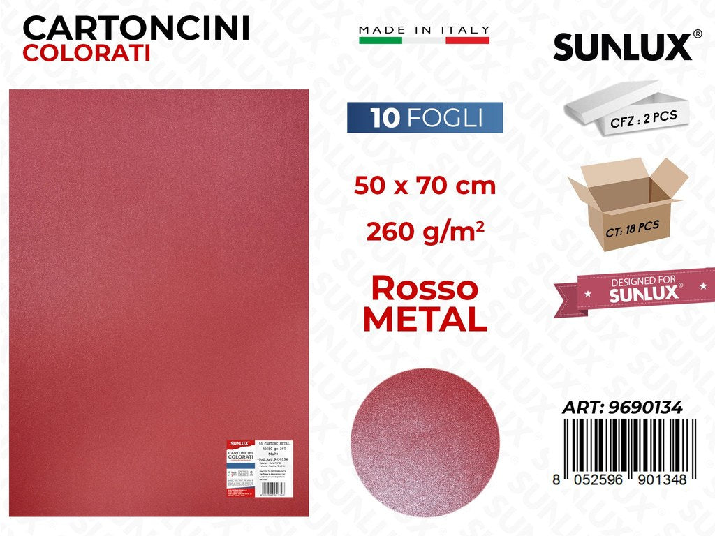 Cartoncino Col. Rosso Metal 260GR F.to 50*70CM 10FF