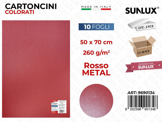 Cartoncino Col. Rosso Metal 260GR F.to 50*70CM 10FF