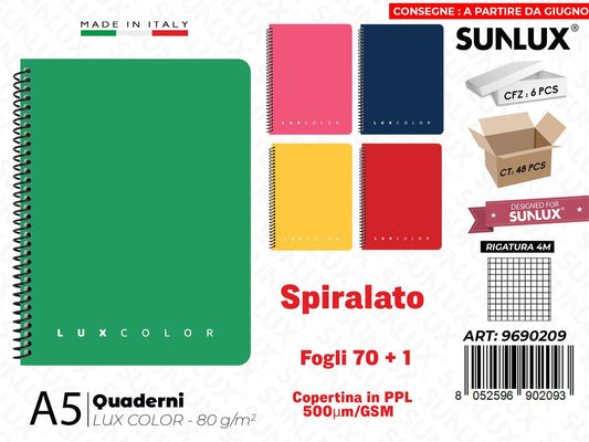 Quaderni 4M A5 Luxcolor Spiral. Ppl 70FF 80GR