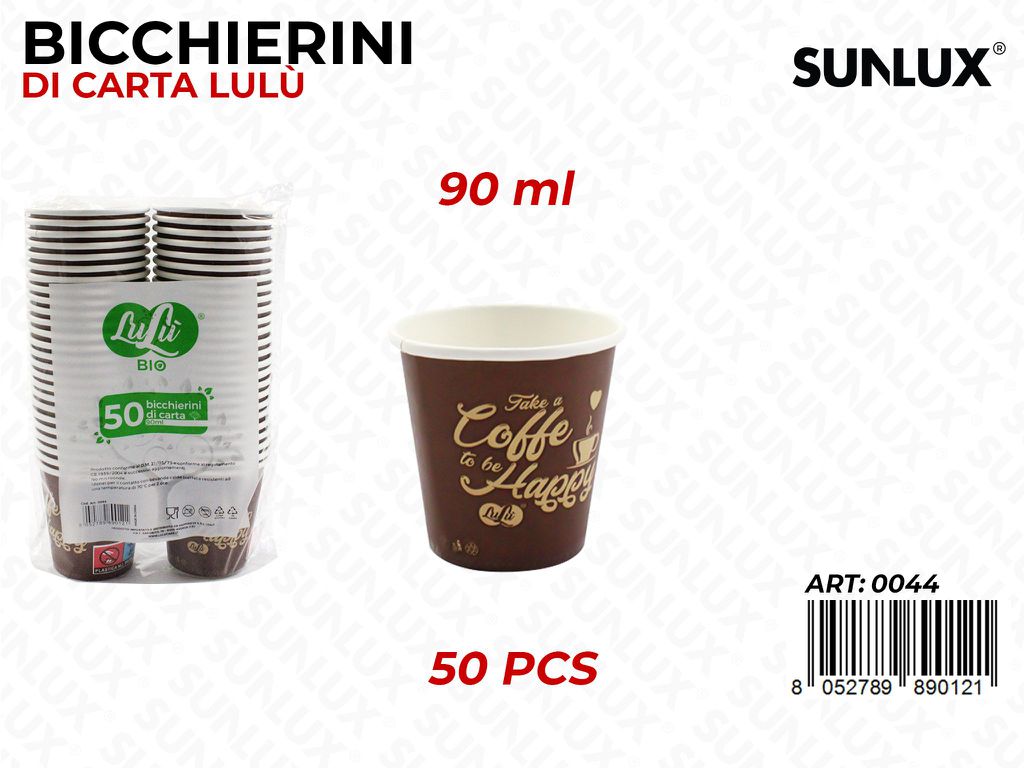 Bicchieri in Carta Monouso 90ML 50PCS