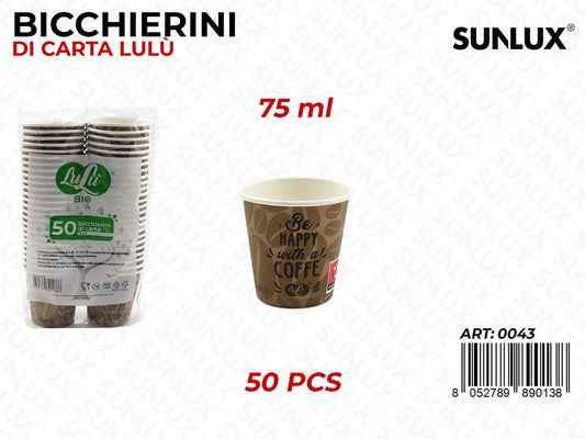 Bicchierini Bio Coffe Be Happy 75ML 50PCS