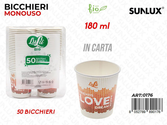 Bicchieri in Carta Monouso 180ML 50PCS