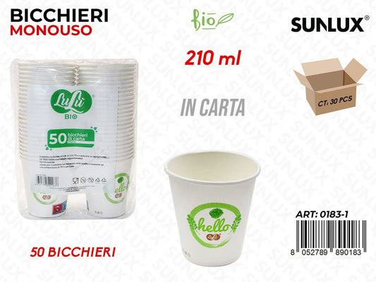 Bicchieri in Carta Monouso 210ML 50PCS
