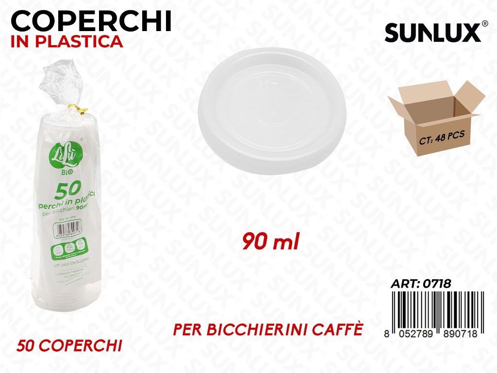Coperchi in Pastica per Bicchieri 90ML 50PCS