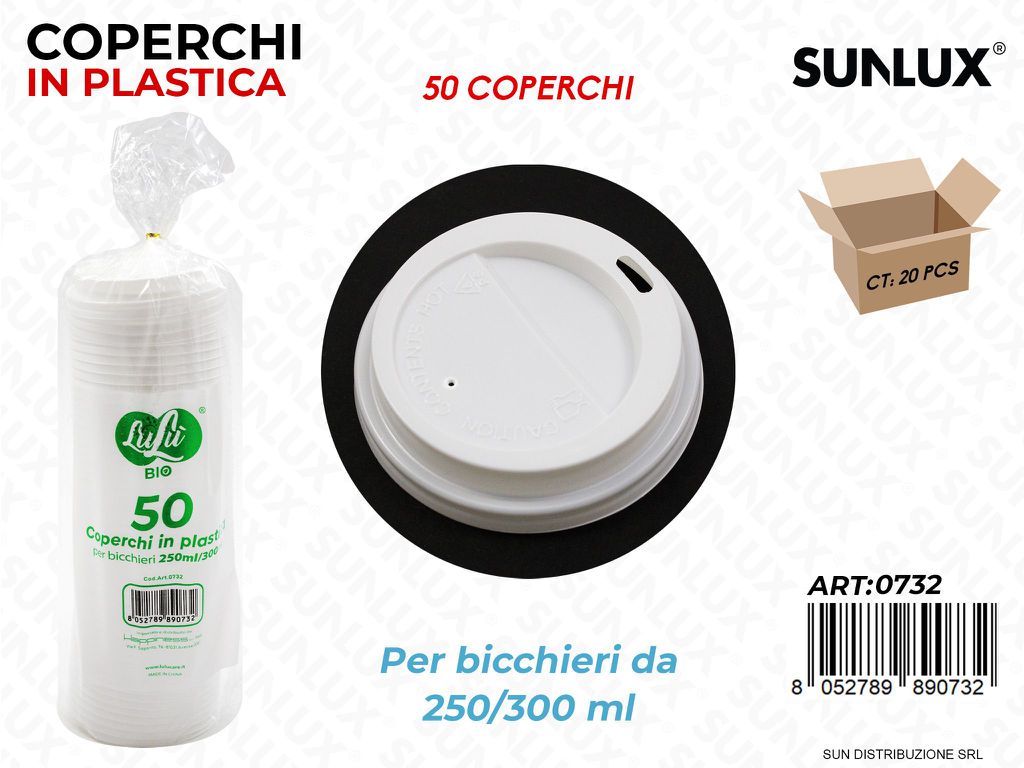 Coperchi in Pastica per Bicchieri 250/300ML 50PCS