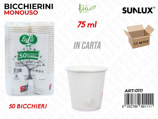 Bicchierini in Carta Bianco 75ML 50PCS