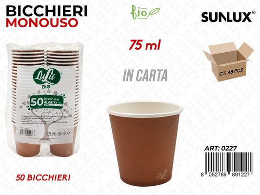 Bicchieri in Carta Monouso Marr. 75ML 50PCS