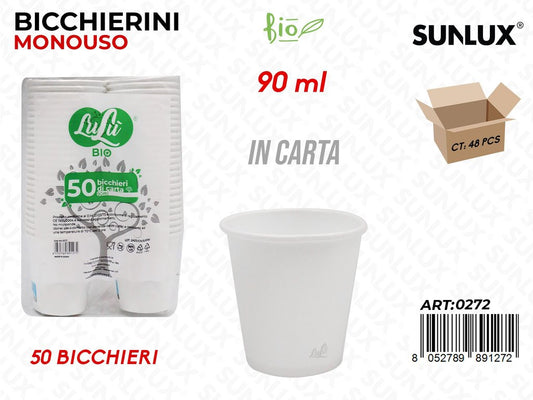 Bicchierini in Carta Bianco 90ML 50PCS