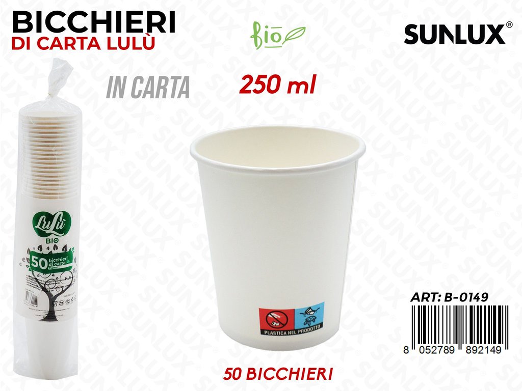 Bicchieri in Carta Monouso Bia. 250ML 50PCS