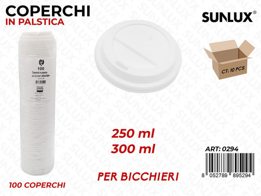 Coperchi in Pastica per Bicchieri 250-300ML 100PCS