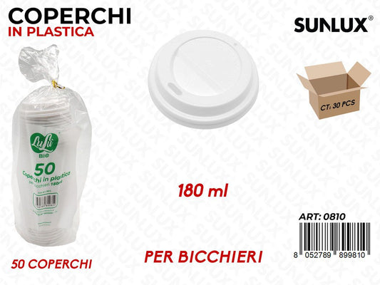 Coperchi in Pastica per Bicchieri 180ML 50PCS