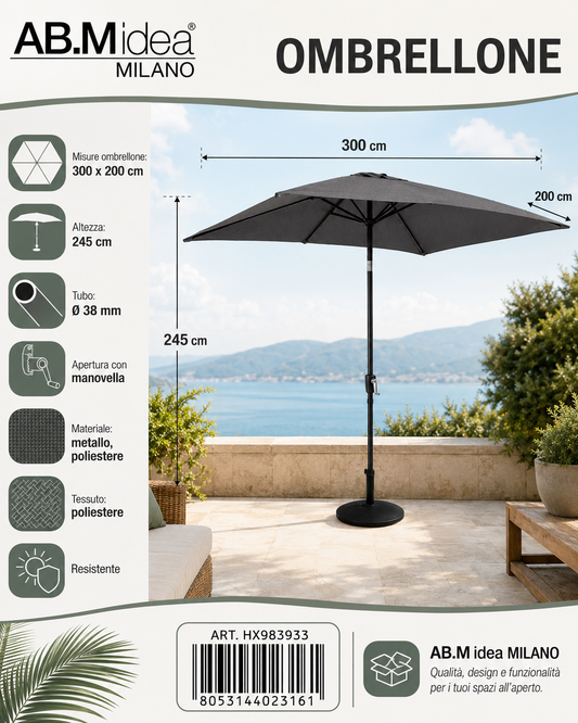 Ombrellone 300x200cm AB.M idea Milano