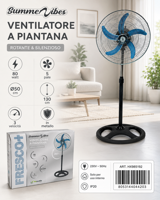 Ventilatore a Piantana 80W Ø50cm h.130 cm Summer Vibes