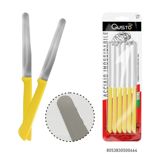 Coltello Da Tavola 11Cm Giallo 6Pz