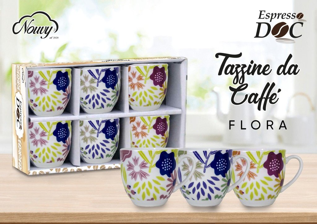 6 Tazzina Ceramica 90cc - Flora