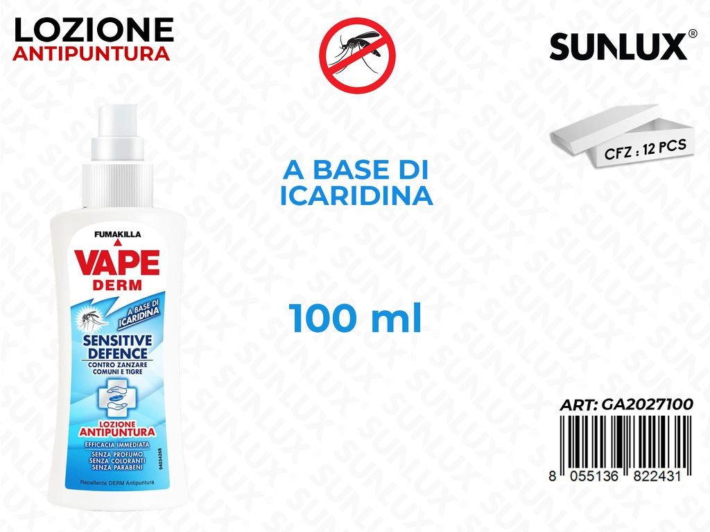 Vape Derm Lozione Antipuntura Sensitive Defence 100ML