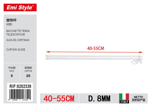 Bacchette Tenda Telescopiche D.8mm 40/55cm