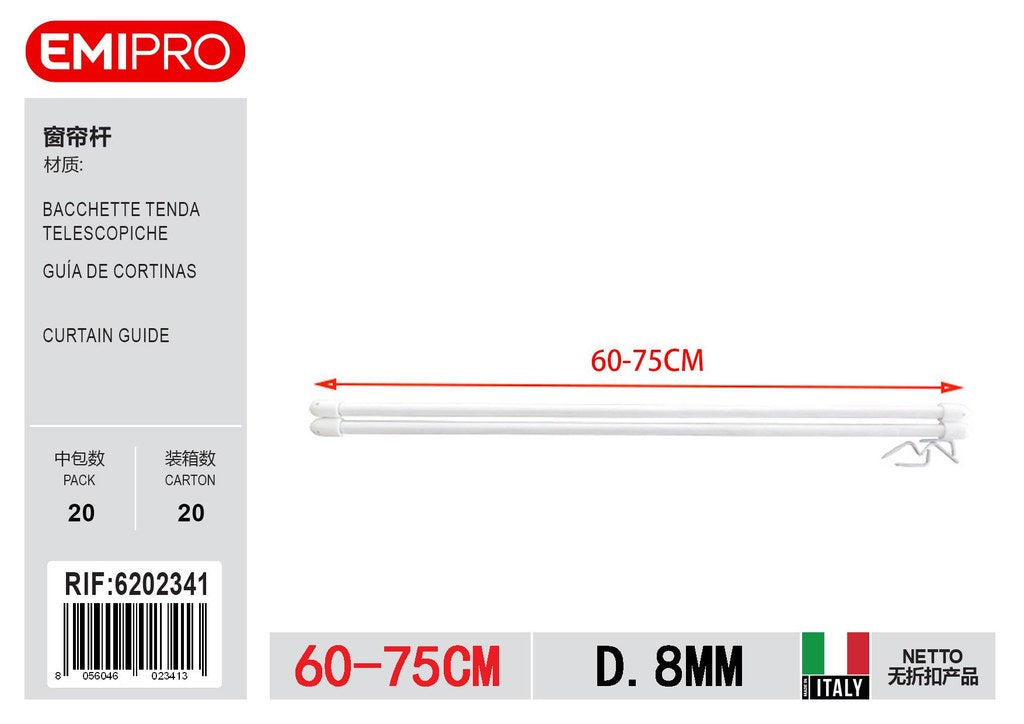 Bacchette Tenda Telescopiche D.8mm 60/75cm