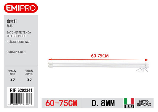 Bacchette Tenda Telescopiche D.8mm 60/75cm