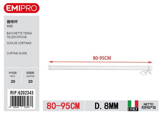 Bacchette Tenda Telescopiche D.8mm 80/95cm