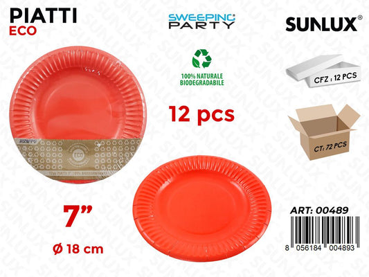 PIATTI BIODEG. ROSSO D. 18 CM 7* 12PCS