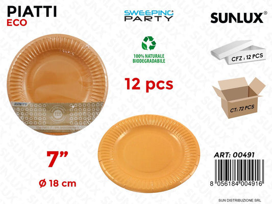 PIATTI BIODEG. ARANCIO D. 18 CM 7* 12PCS