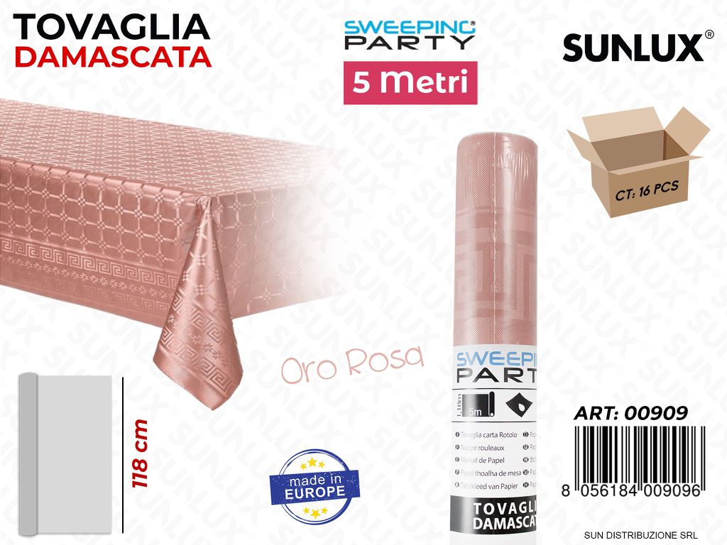TOVAGLIA ORO ROSA METAL DAMASC.118CM*5MT