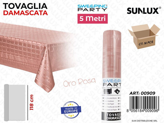 TOVAGLIA ORO ROSA METAL DAMASC.118CM*5MT