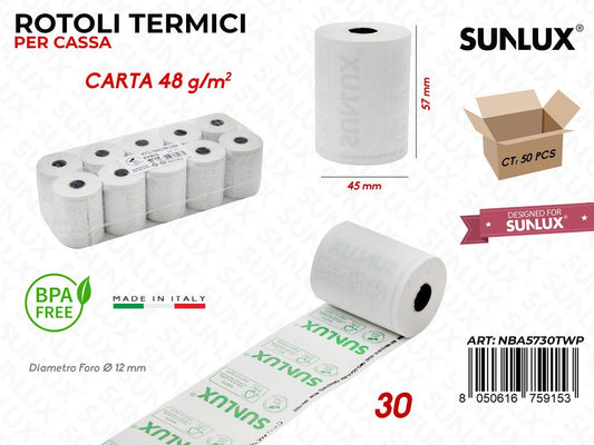 Rotoli Termici Cassa 5730TWP 45*57MM*30 48G
