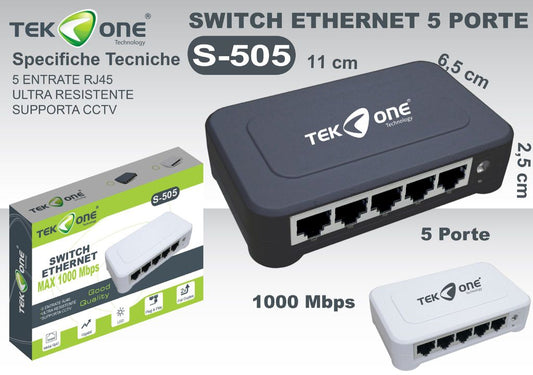 Switch Ethernet 5 Porte Fast 10/1000MBPS